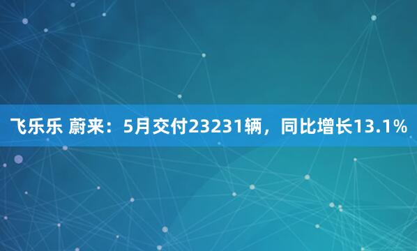 飞乐乐 蔚来：5月交付23231辆，同比增长13.1%